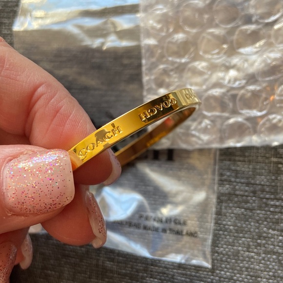 Coach Gold Engraved Cuff Bracelet NWT - Picture 2 of 4